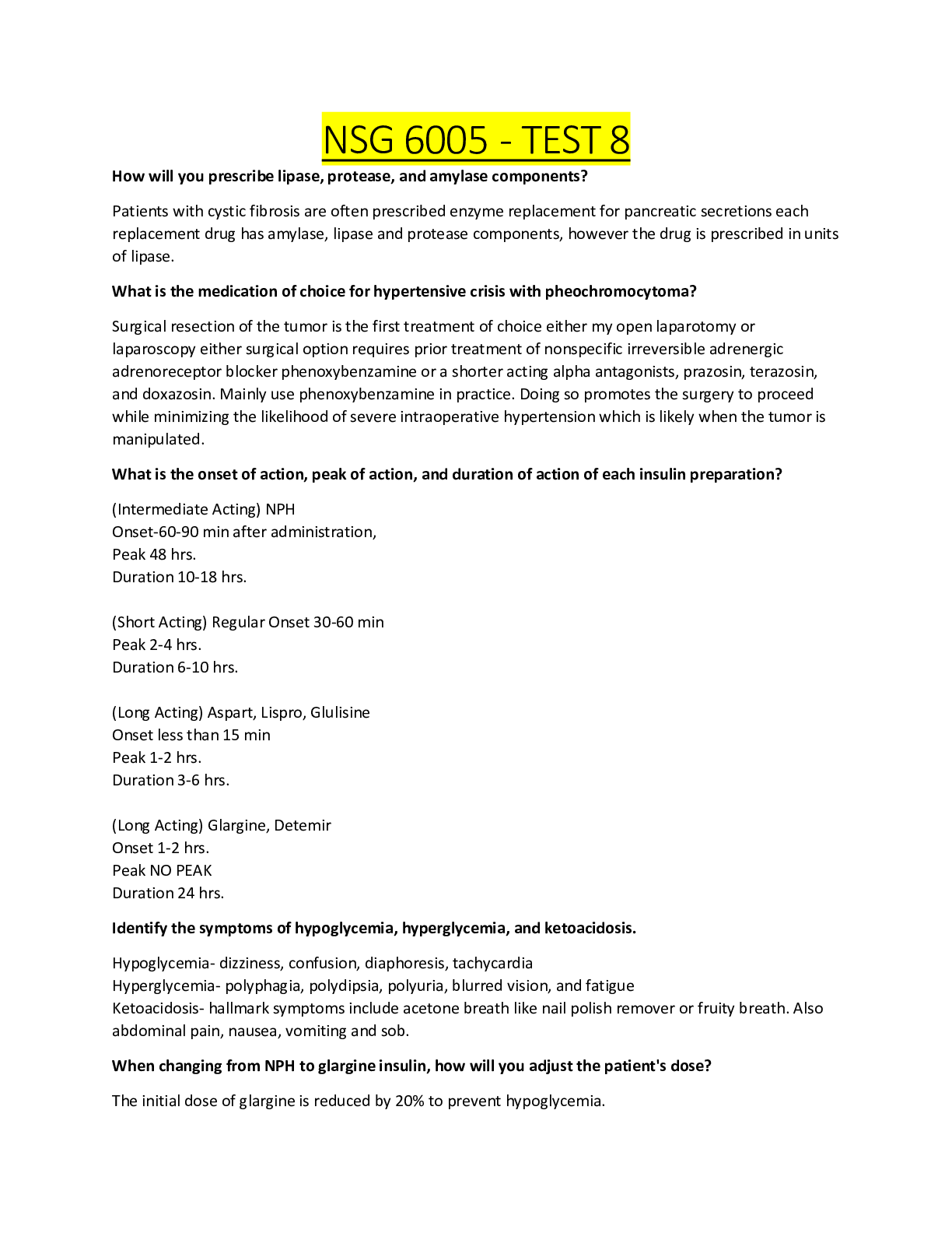 NSG 6005 TEST 8 Questions & Answers (Graded A) Browsegrades